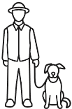 Logofigur Mann mit Hund