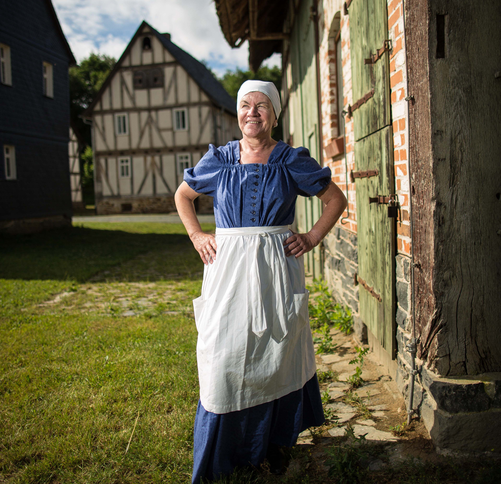 Die historische Hausfrau Sylvia Michels in ihrer Rolle als Frieda Sommer