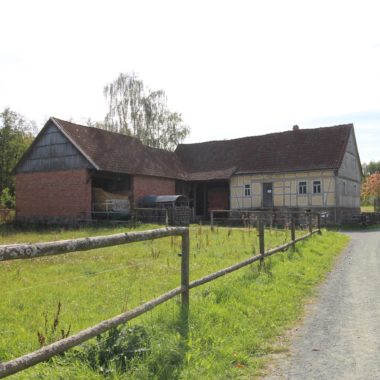 Die Hofanlage aus Mittelkalbach ist in der Baugruppe Osthessen zu finden. Links befindet sich eine große Wiese, auf der Rinder, Ziegen oder Schafe grasen. In der Scheune der Anlage werden die Tiere und ihr Futter untergrebracht. Das eigentliche Wohnhaus ist für Besucher derzeit leider nicht zugänglich.